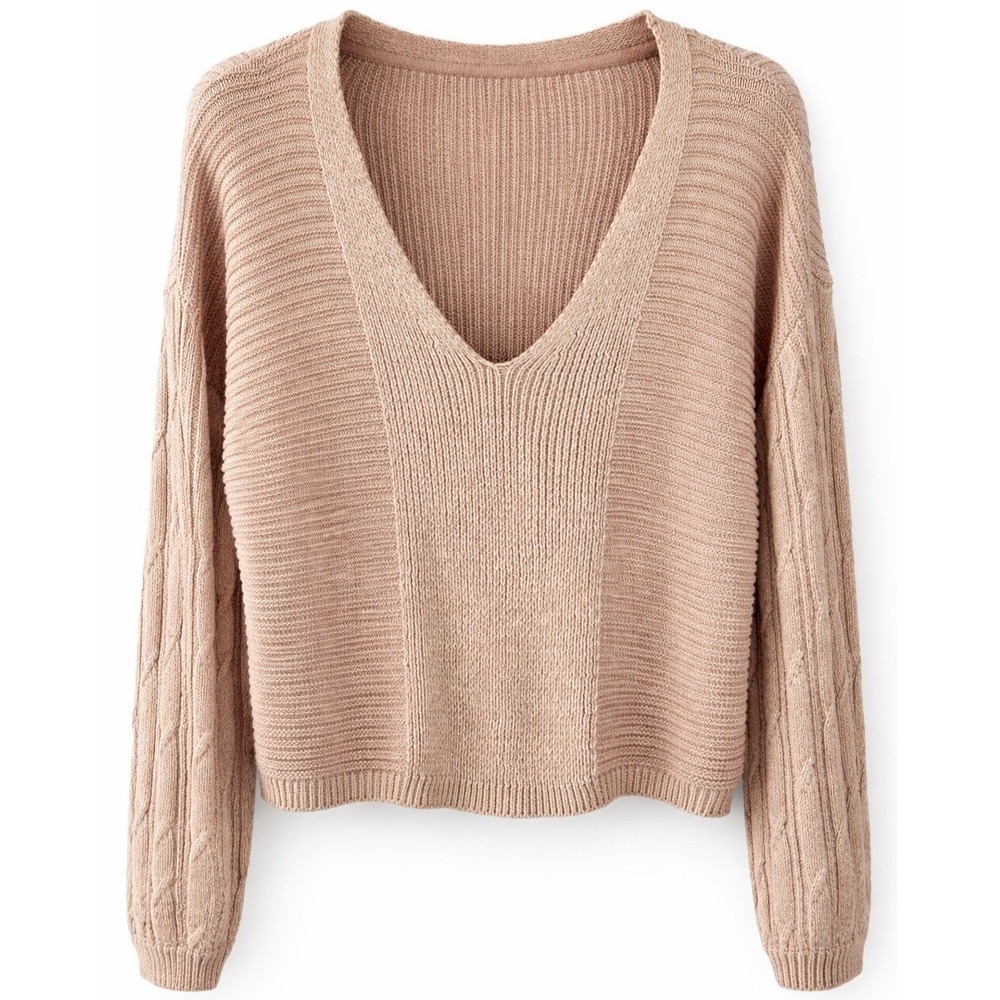 Free People Women's XL When It Rains 100% Cotton V-Neck Sweater Boho